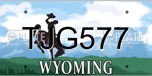 TJG577 Wyoming License Plate