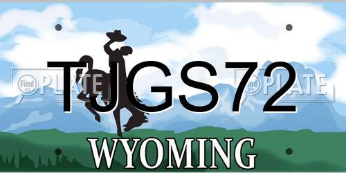 TJGS72 Wyoming License Plate