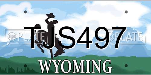 TJS497 Wyoming License Plate