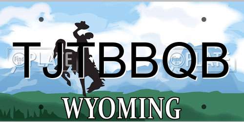 TJTBBQB Wyoming License Plate
