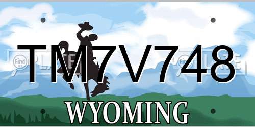 TM7V748 Wyoming License Plate