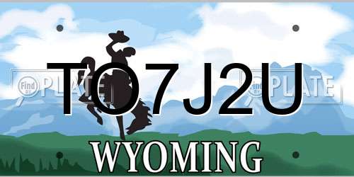 TO7J2U Wyoming License Plate