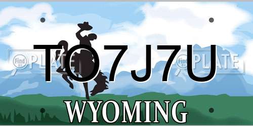 TO7J7U Wyoming License Plate