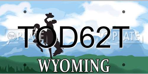 TOD62T Wyoming License Plate