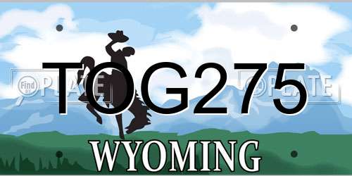 TOG275 Wyoming License Plate