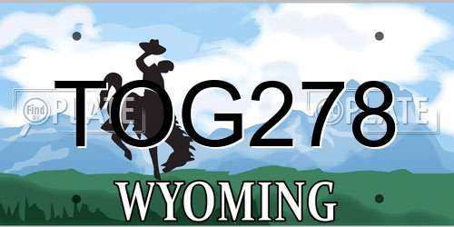 TOG278 Wyoming License Plate