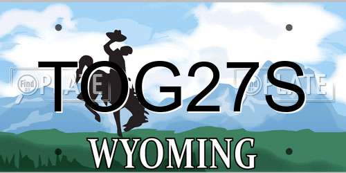 TOG27S Wyoming License Plate