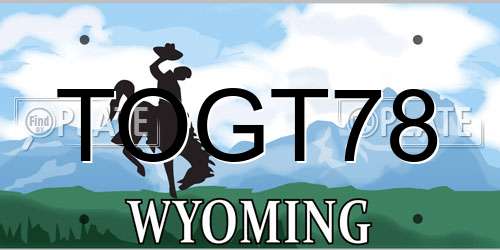 TOGT78 Wyoming License Plate