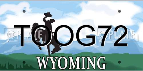 TOOG72 Wyoming License Plate