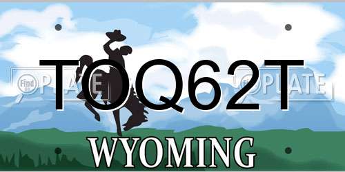 TOQ62T Wyoming License Plate