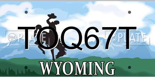 TOQ67T Wyoming License Plate