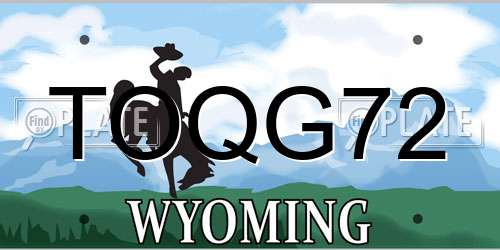 TOQG72 Wyoming License Plate