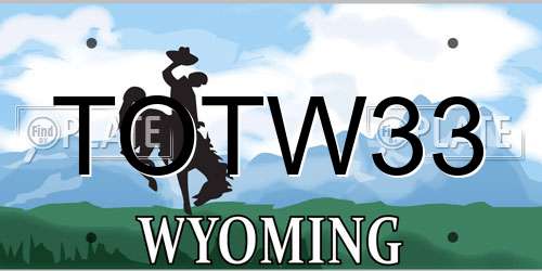 TOTW33 Wyoming License Plate