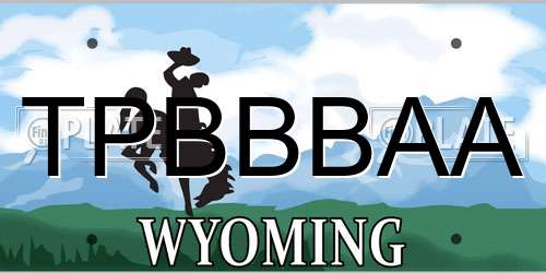 TPBBBAA Wyoming License Plate