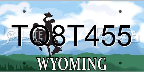 TQ8T455 Wyoming License Plate