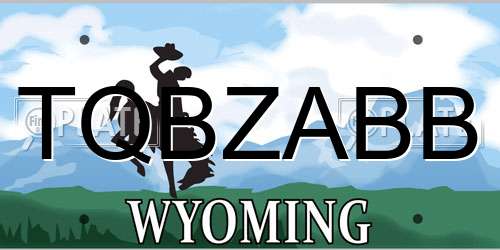 TQBZABB Wyoming License Plate