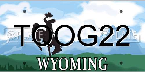 TQOG22 Wyoming License Plate