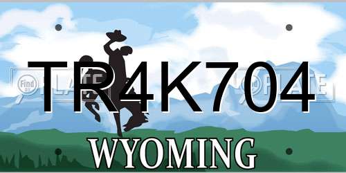 TR4K704 Wyoming License Plate