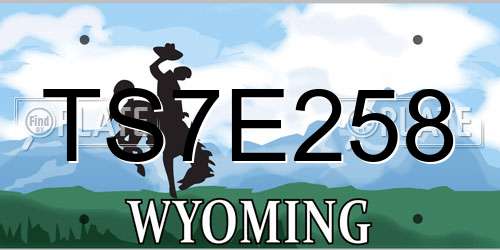TS7E258 Wyoming License Plate