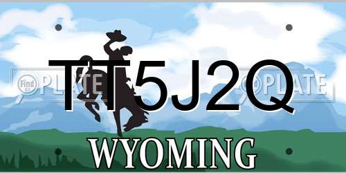TT5J2Q Wyoming License Plate