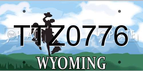 TTZ0776 Wyoming License Plate
