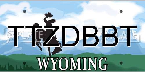 TTZDBBT Wyoming License Plate