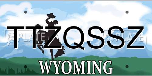 TTZQSSZ Wyoming License Plate