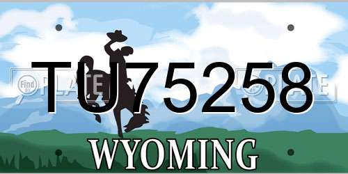 TU75258 Wyoming License Plate