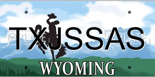 TXJSSAS Wyoming License Plate