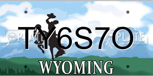 TY6S7O Wyoming License Plate