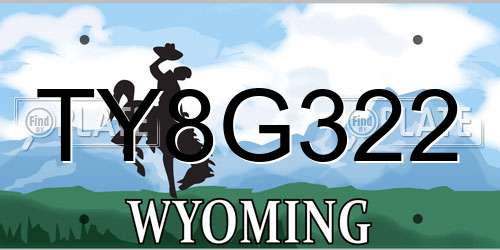 TY8G322 Wyoming License Plate