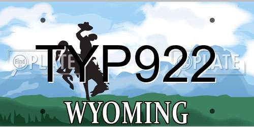 TYP922 Wyoming License Plate