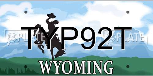 TYP92T Wyoming License Plate