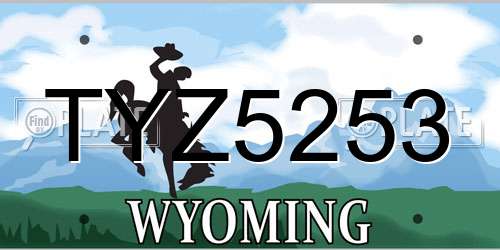 TYZ5253 Wyoming License Plate