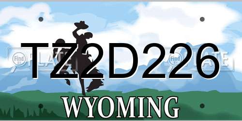 TZ2D226 Wyoming License Plate
