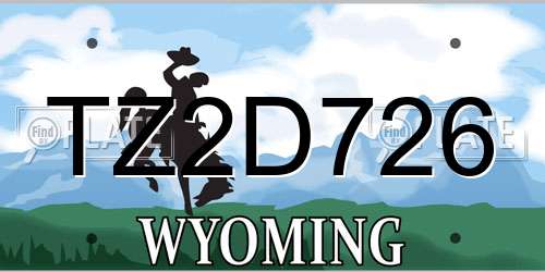 TZ2D726 Wyoming License Plate