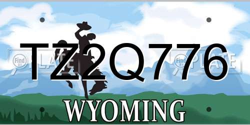 TZ2Q776 Wyoming License Plate