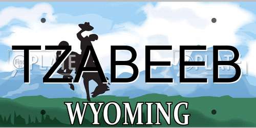 TZABEEB Wyoming License Plate