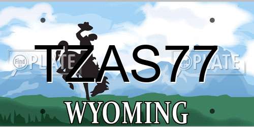 TZAS77 Wyoming License Plate