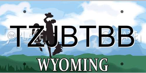 TZJBTBB Wyoming License Plate