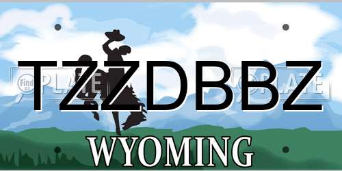 TZZDBBZ Wyoming License Plate