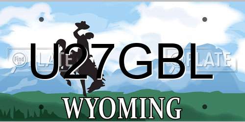 U27GBL Wyoming License Plate