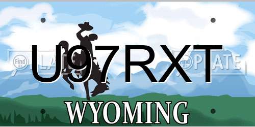 U97RXT Wyoming License Plate