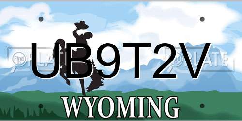 UB9T2V Wyoming License Plate