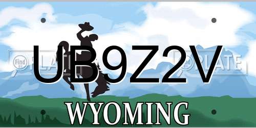 UB9Z2V Wyoming License Plate