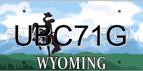 UBC71G Wyoming License Plate