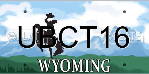 UBCT16 Wyoming License Plate