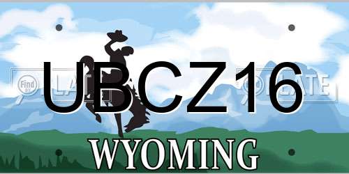 UBCZ16 Wyoming License Plate