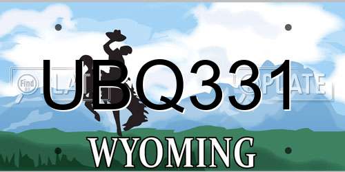 UBQ331 Wyoming License Plate