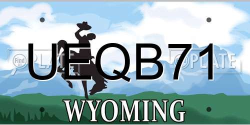 UEQB71 Wyoming License Plate
